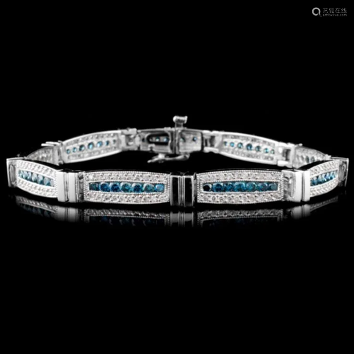 14K White Gold 3.82ctw Fancy Color Diamond Bracele