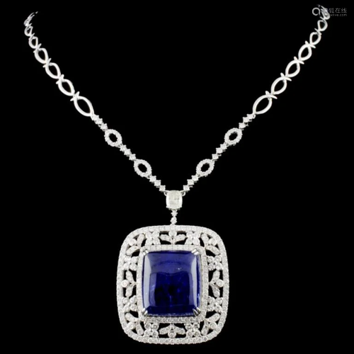 14K Gold 56.89ct Tanzanite & 6.29ctw Diamond Neckl