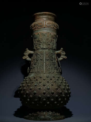 Western Zhou Dynasty milk nail animal face round pot