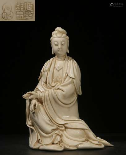 Overseas Backflow. Dehua White Ceramic Avalokitesvara