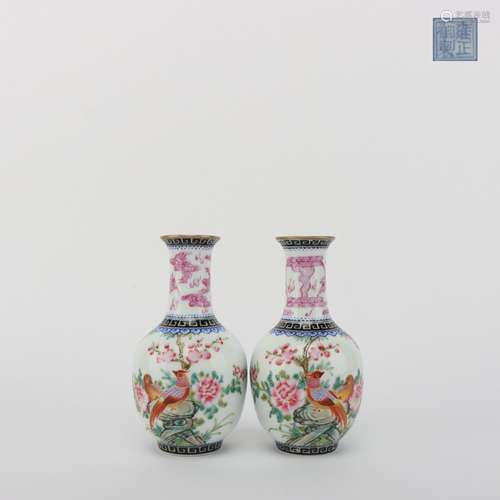 A Pair of Enamel Vases