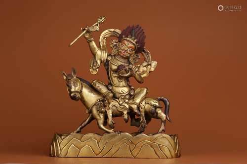 Gilt Copper Statue of Seated Palden Lhamo