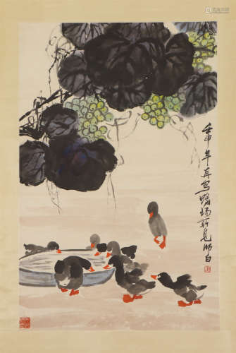 A CHINESE PAINTING OF DUCKS