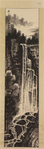 A CHINESE PAINTING OF WATERFALL