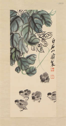 A CHINESE PAINTING OF CHICKEN