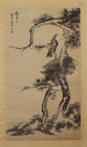 A CHINESE PAINTING OF EAGLE AND PINE TREE