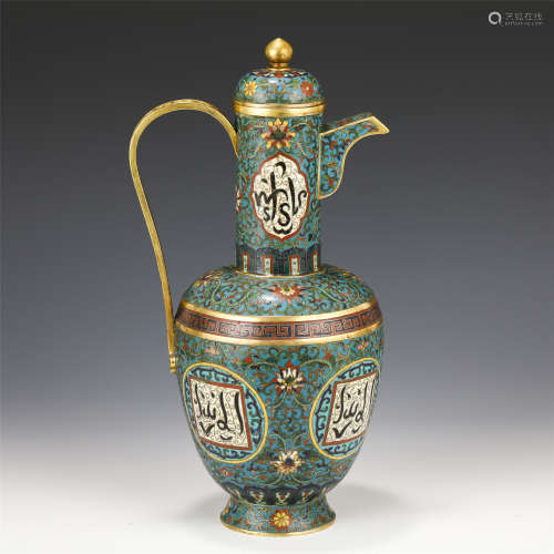 A CHINESE CLOISONNE WINEPOT