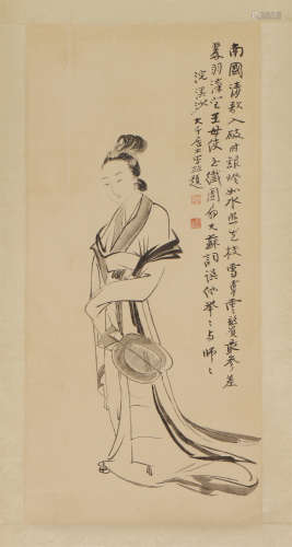 A CHINESE PAINTING OF TRADITIONAL BEAUTIFUL WOMEN