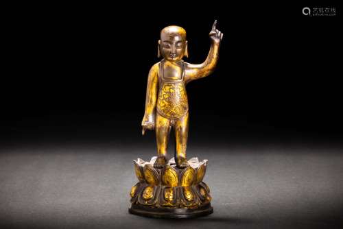 明代 銅鎏金 釈迦誕生仏 佛像