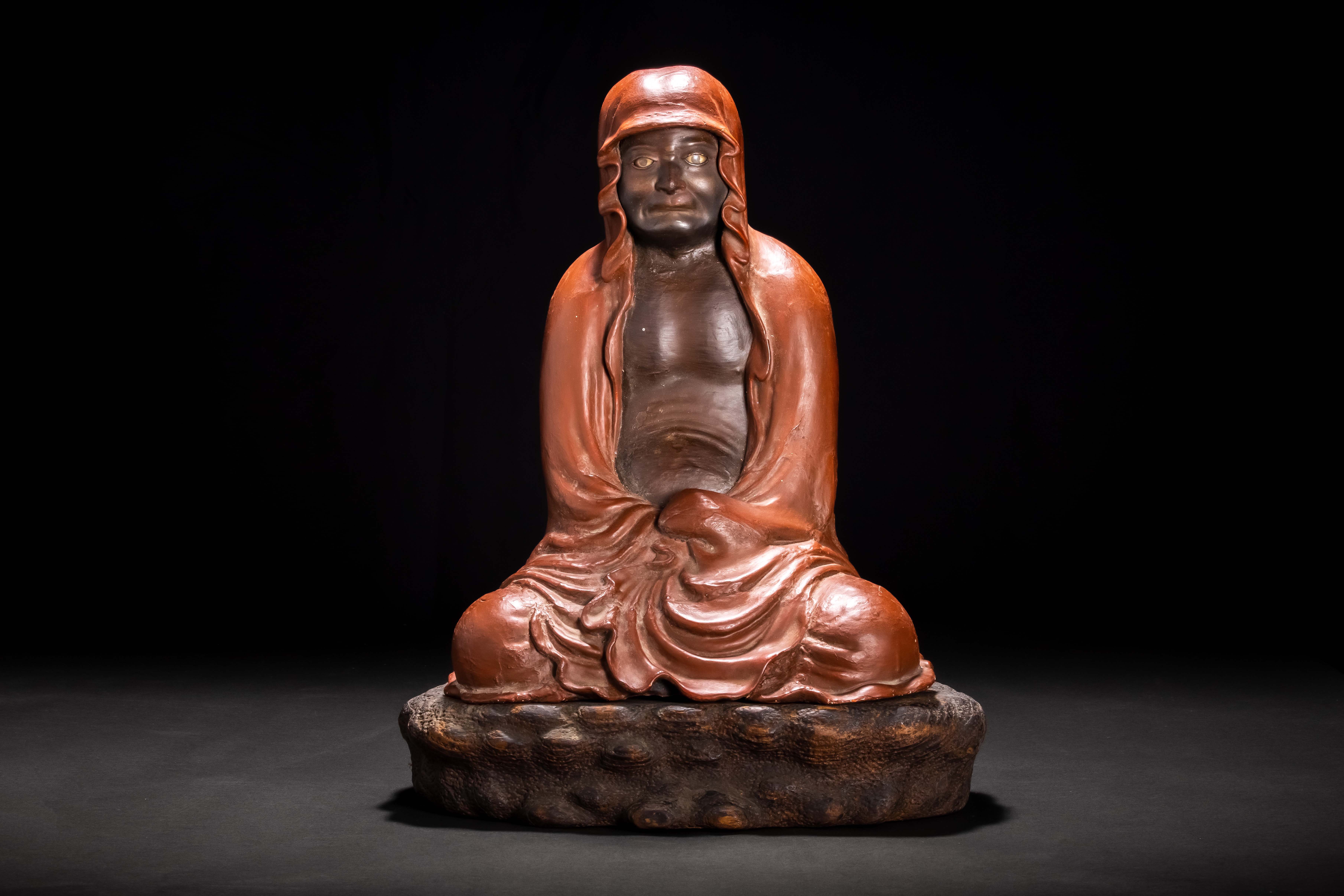 時代寄木造木彫彩色玉眼入達磨像佛像-【Deal Price Picture】 レア! 木彫 達磨 置物