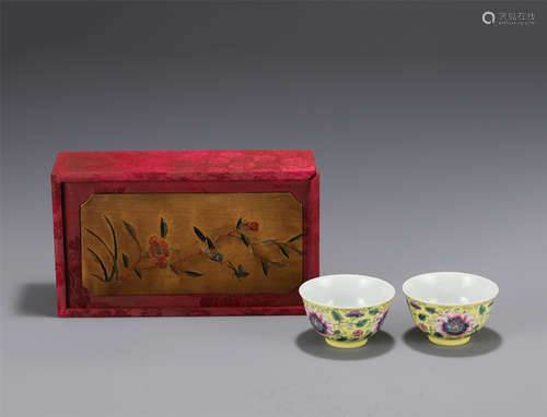 A PAIR OF CHINESE COLORED PORCELAIN CUPS