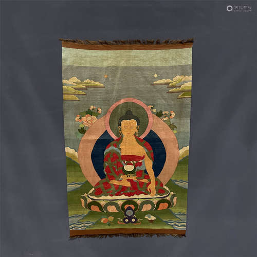 A CHINESE EMBROIDERY FIGURE OF BUDDHA