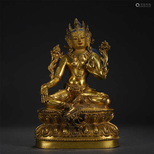 A CHINESE GILT BRONZE FIGURE OF BUDDHA STATUE