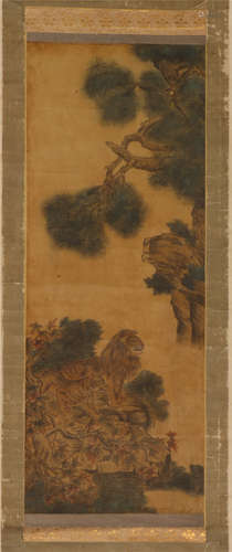 A CHINESE PAINTING OF LION