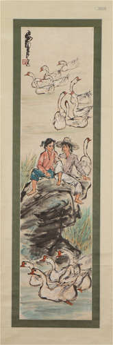 A CHINESE PAINTING OF FIGURE STORY