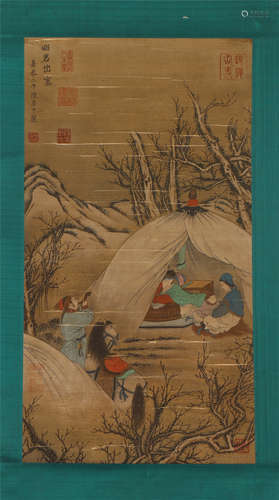 A CHINESE PAINTING OF FIGURE STORY