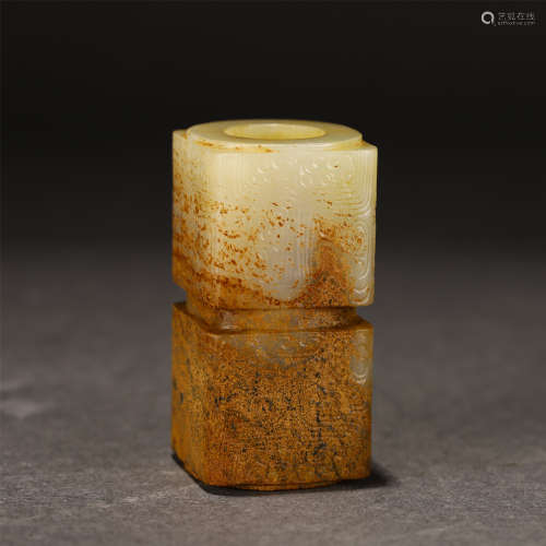 A CHINESE JADE CONG STYLE VASE
