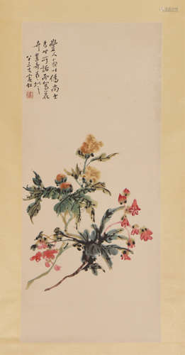 A CHINESE PAINTING OF FLOWERS