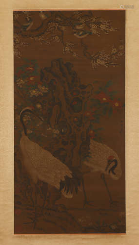 A CHINESE PAINTING OF CRANES