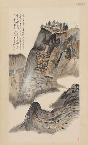 A CHINESE PAINTING OF MOUNTAINS LANDSCAPE