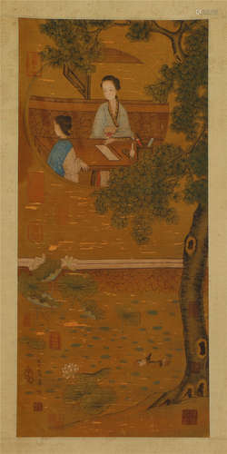 A CHINESE PAINTING OF FIGURE STORY