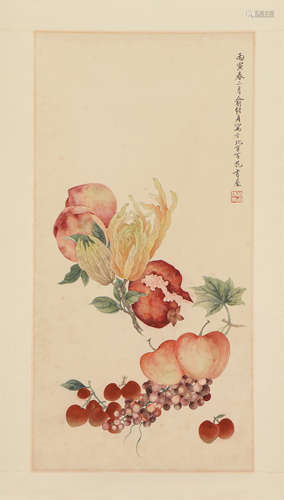 A CHINESE PAINTING OF FRUITS