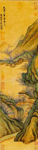 A CHINESE LANDSCAPE PAINTING SCROLL, SU SHI MARK