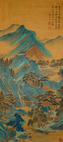 A CHINESE LANDSCAPE PAINTING SCROLL, TANG YIN MARK