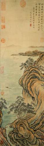 A CHINESE LANDSCAPE PAINTING CALLIGRAPHY SCROLL, WEN ZHENGMI...