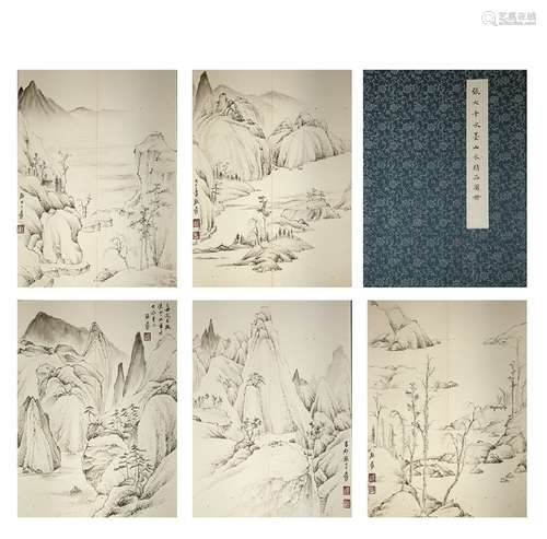 A CHINESE LANDSCAPE PAINTING ALBUM, ZHANG DAQIAN MARK