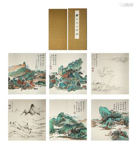 A CHINESE LANDSCAPE PAINTING ALBUM, ZHANG DAQIAN MARK