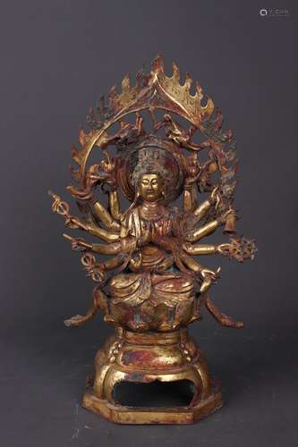 A GILT BRONZE FIGURE OF BUDDHA