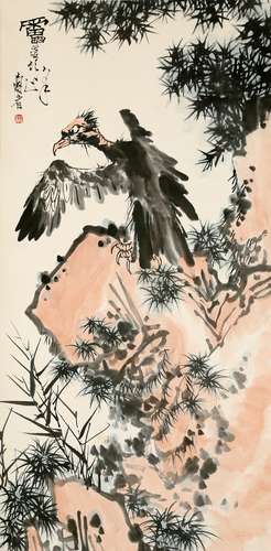 A CHINESE EAGLE PAINTING, PAN TIAN SHOU MARK