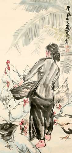 A CHINESE FEEDING PAINTING, HUANG ZHOU MARK