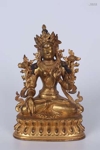 A GILT BRONZE FIGURE OF BUDDHA