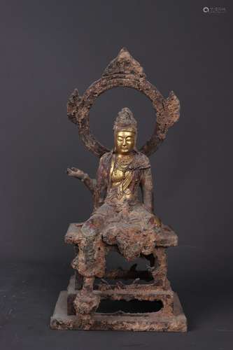 A GILT BRONZE FIGURE OF AVALOKITESVARA