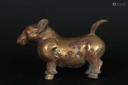 A GILT BRONZE ANIMAL ORNAMENT