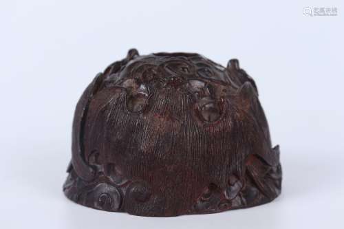 A CARVED SANDALWOOD WATER COUPE