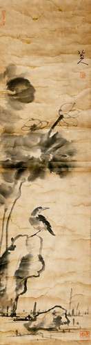 A CHINESE FLOWER AND BIRD PAINTING SCROLL, BADASHANREN MARK