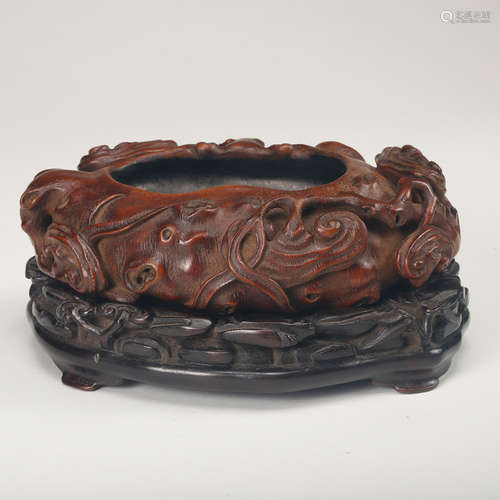 Chinese Bamboo Carved Brush Washer