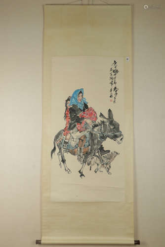 Chinese Ink And Color Scroll Painting