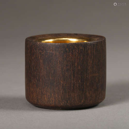 Chinese Gilt Silver Chenxiang Wood Thumb Ring