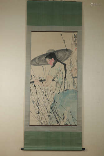 Chinese Ink And Color Scroll Painting