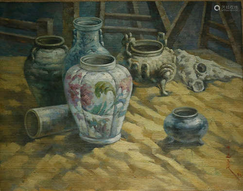 Chinese Oil On Canvas, Still Life