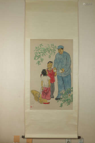 Chinese Ink And Color Scroll Painting