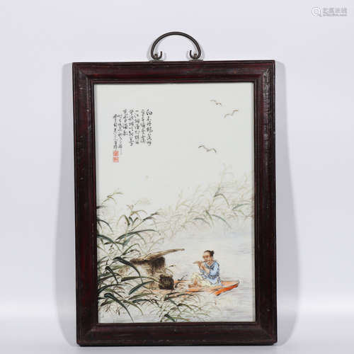 Chinese qianjiang painted porcelain plaque