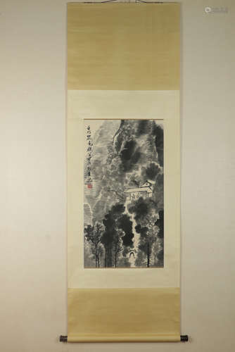 Chinese Ink And Color Scroll Painting