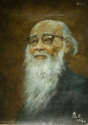 Chinese Oil On Canvas, Portrait Of Sun Weimin