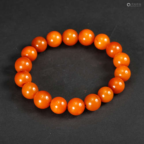 Chinese Honey Amber Beads Bracelet