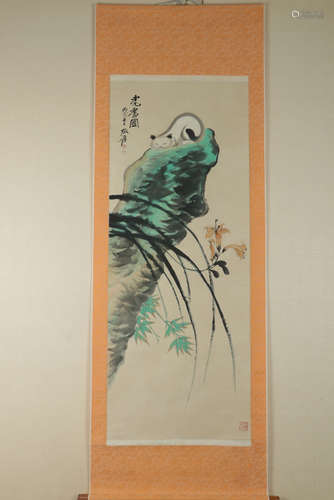 Chinese Ink And Color Scroll Painting